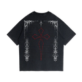 Fallen Angel Garment Dyed Streetwear Tee 260GSM Black Cotton With Faded Raw Hem-1