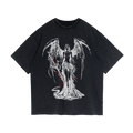 Fallen Angel Garment Dyed Streetwear Tee 260GSM Black Cotton With Faded Raw Hem