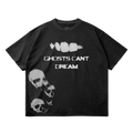 Ghosts Cant Dream Garment Dyed Streetwear Tee 260GSM Black Cotton With Faded Raw Hem